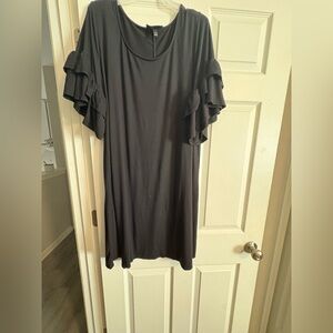 Lane Bryant, Black Tee-Shirt Dress wi ruffle sleeve